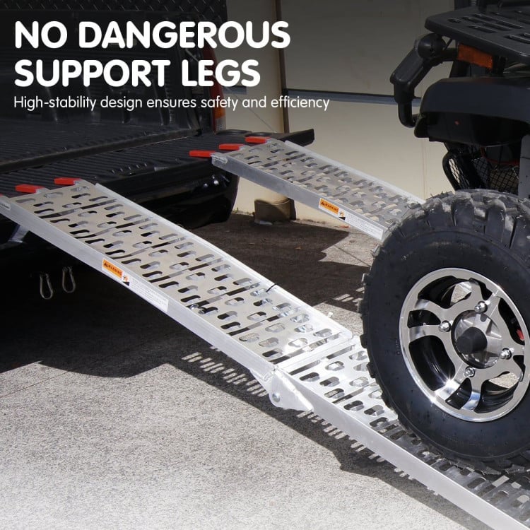 Kartrite Pair 2.3m Aluminium Folding Loading Ramps 680kg Heavy Duty for ATV Quad Bike Motorbike Farm Ute Trailer image 6