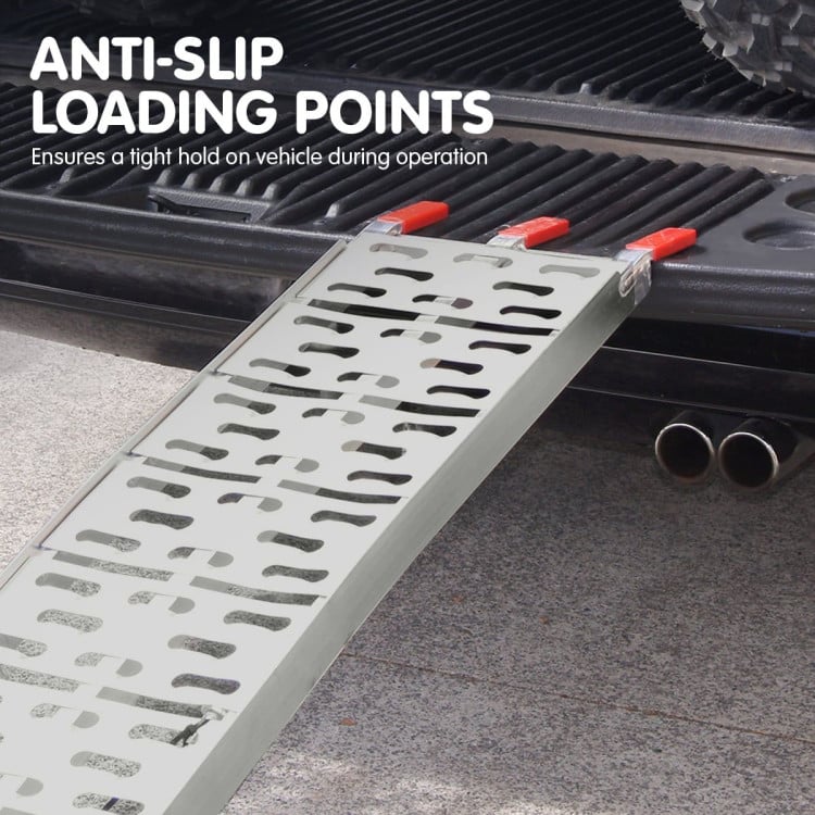 Kartrite Pair 2.3m Aluminium Folding Loading Ramps 680kg Heavy Duty for ATV Quad Bike Motorbike Farm Ute Trailer image 5