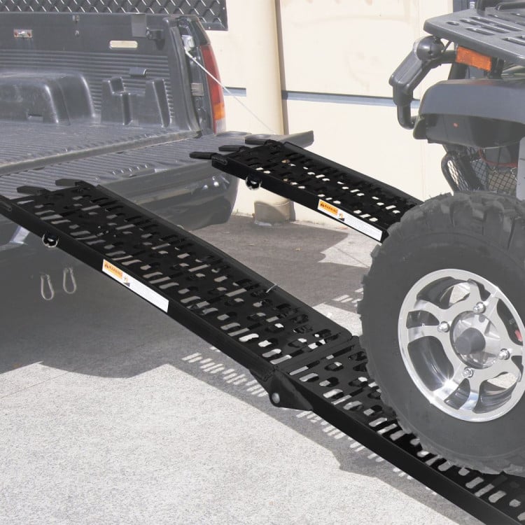2x Aluminium ATV Loading Ramp Foldable - Black image 9