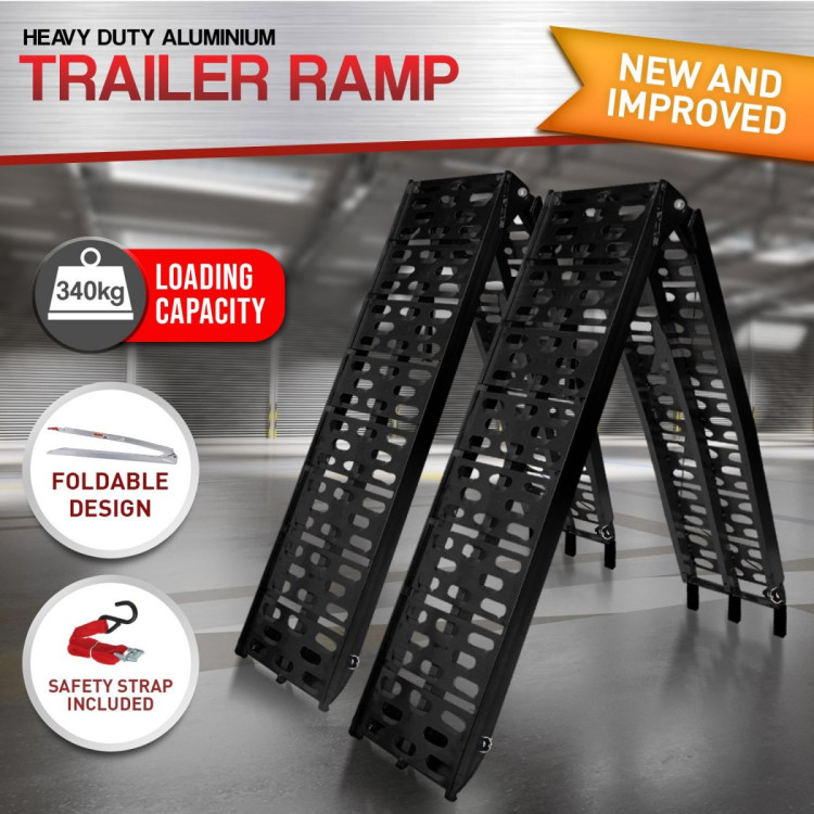 2x Aluminium ATV Loading Ramp Foldable - Black image 10