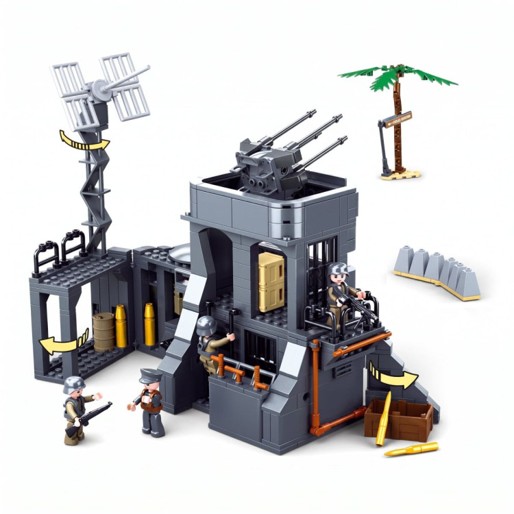 Sluban B0861 Model Kit WWII Atlantic Wall Coastal Bunker Defense Normandy DDay Military Base Outpost Army DIY Set Toy image 4