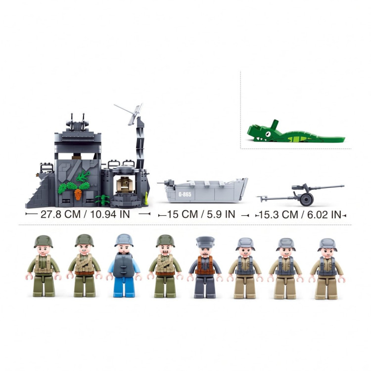 Sluban B0861 Model Kit WWII Atlantic Wall Coastal Bunker Defense Normandy DDay Military Base Outpost Army DIY Set Toy image 5