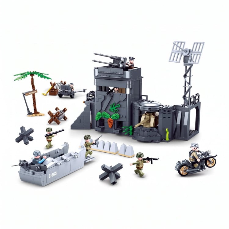 Sluban B0861 Model Kit WWII Atlantic Wall Coastal Bunker Defense Normandy DDay Military Base Outpost Army DIY Set Toy