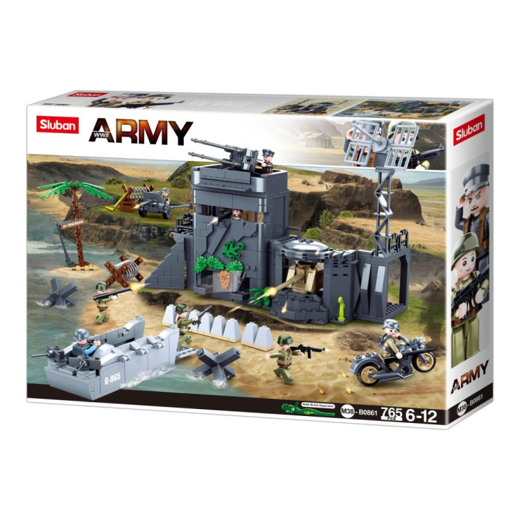 Sluban B0861 Model Kit WWII Atlantic Wall Coastal Bunker Defense Normandy DDay Military Base Outpost Army DIY Set Toy image 3