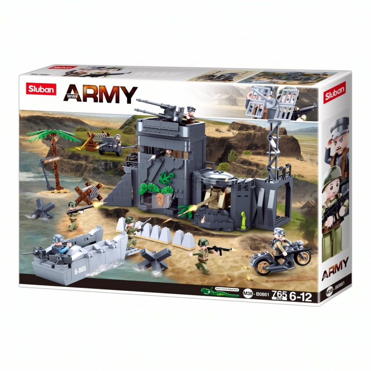 Sluban B0861 Model Kit WWII Atlantic Wall Coastal Bunker Defense Normandy DDay Military Base Outpost Army DIY Set Toy image 3
