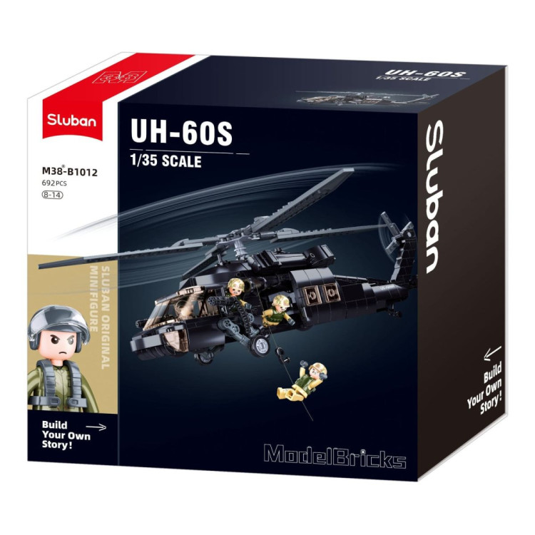 Sluban B1012 Model Kit UH60 Black Hawk Medical Rescue Helicopter US Army MEDEVAC Air Force Military Building Blocks DIY image 3
