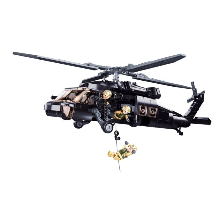 Sluban B1012 Model Kit UH60 Black Hawk Medical Rescue Helicopter US Army MEDEVAC Air Force Military Building Blocks DIY