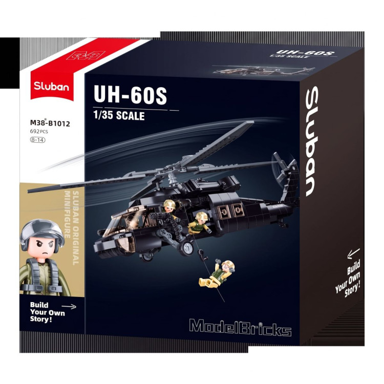 Sluban B1012 Model Kit UH60 Black Hawk Medical Rescue Helicopter US Army MEDEVAC Air Force Military Building Blocks DIY image 3