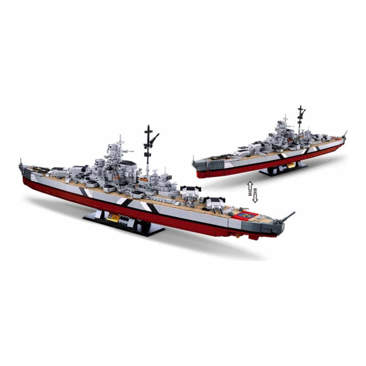 Sluban B1102 Model Kit WWII Bismarck Battleship Large Scale Warship Navy Vessel Boat Military Blocks DIY Construction image 3