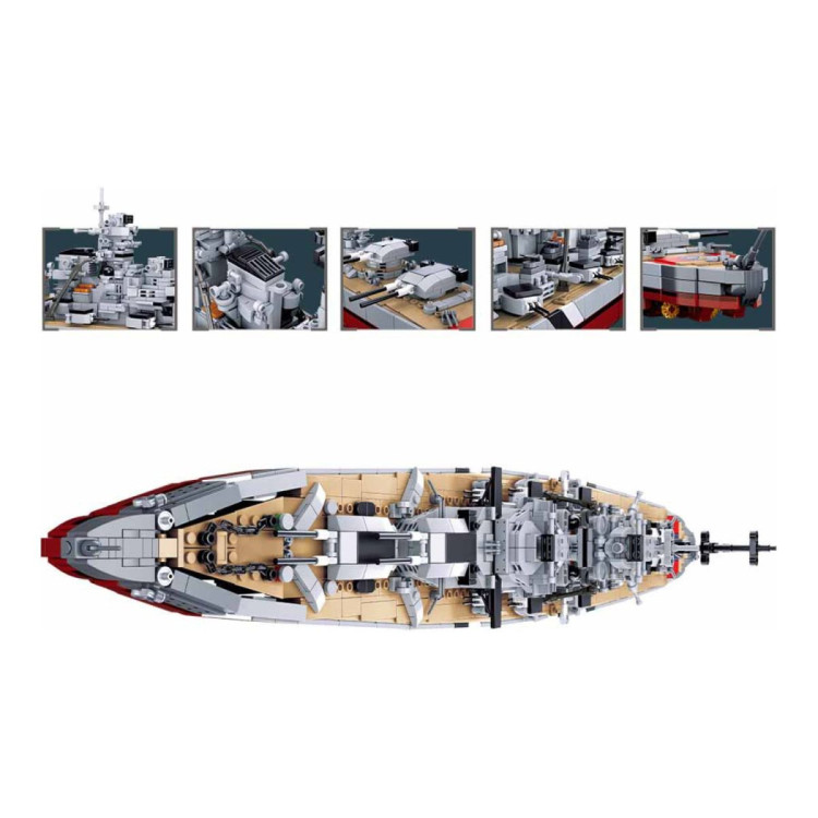 Sluban B1102 Model Kit WWII Bismarck Battleship Large Scale Warship Navy Vessel Boat Military Blocks DIY Construction image 5