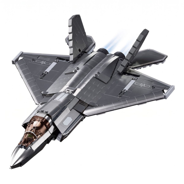 Sluban B1186 Model Kit 1:44 J35 Carrier Fighter Chinese Stealth Jet Plane PLAAF Building Blocks DIY Set Toy