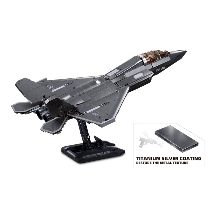 Sluban B1186 Model Kit 1:44 J35 Carrier Fighter Chinese Stealth Jet Plane Modern PLAAF Building Blocks DIY Set Toy image 5