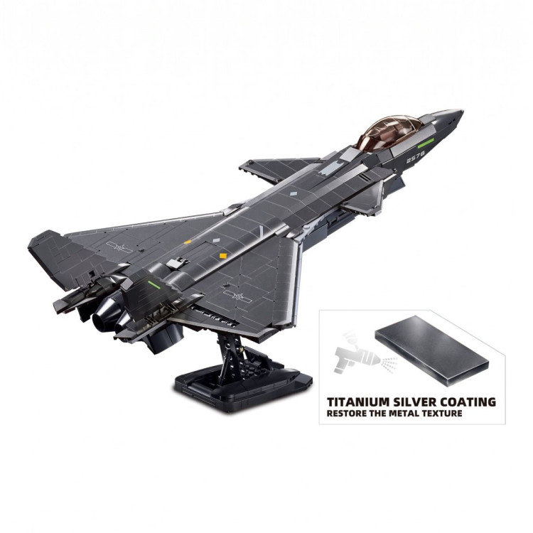 Sluban B1187 Model Kit 1:44 J20 Mighty Dragon Chinese Stealth Fighter Jet Plane Modern PLAAF Building Block DIY Set Toy image 4