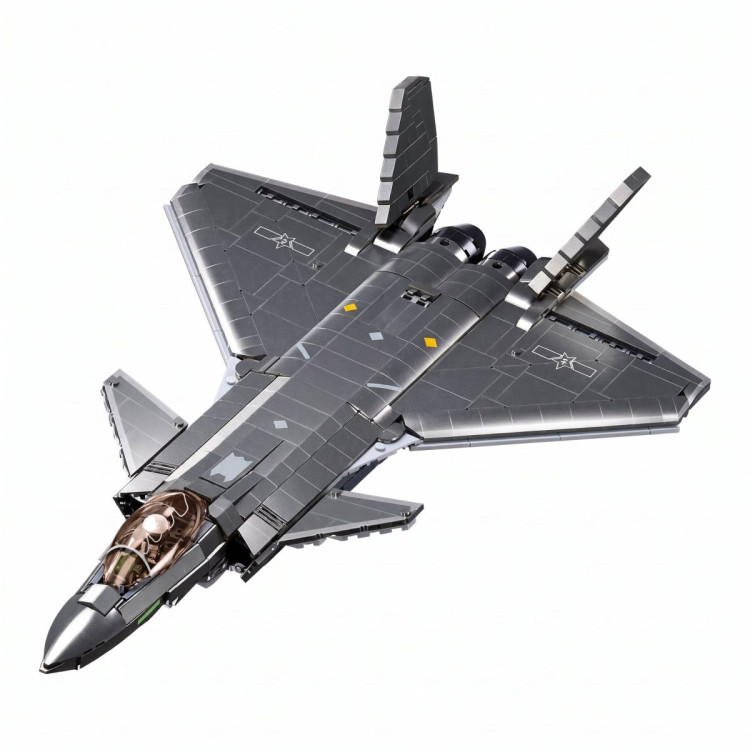 Sluban B1187 Model Kit 1:44 J20 Mighty Dragon Chinese Stealth Fighter Jet Plane Modern PLAAF Building Block DIY Set Toy