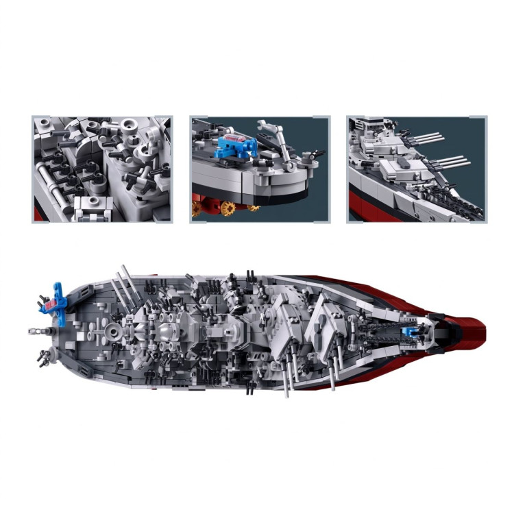 Sluban B1291 Model Kit 1:350 USS Missouri BB63 Mighty Mo Battleship Warship WWII Navy Vessel Boat Blocks DIY Set Toy image 5