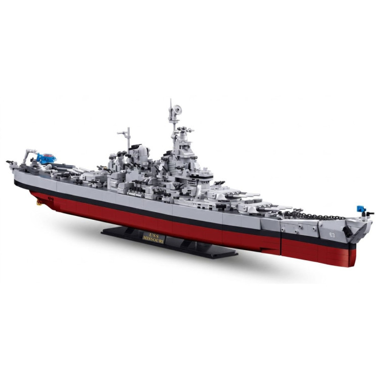 Sluban B1291 Model Kit 1:350 USS Missouri BB63 Mighty Mo Battleship Warship WWII Navy Vessel Boat Blocks DIY Set Toy