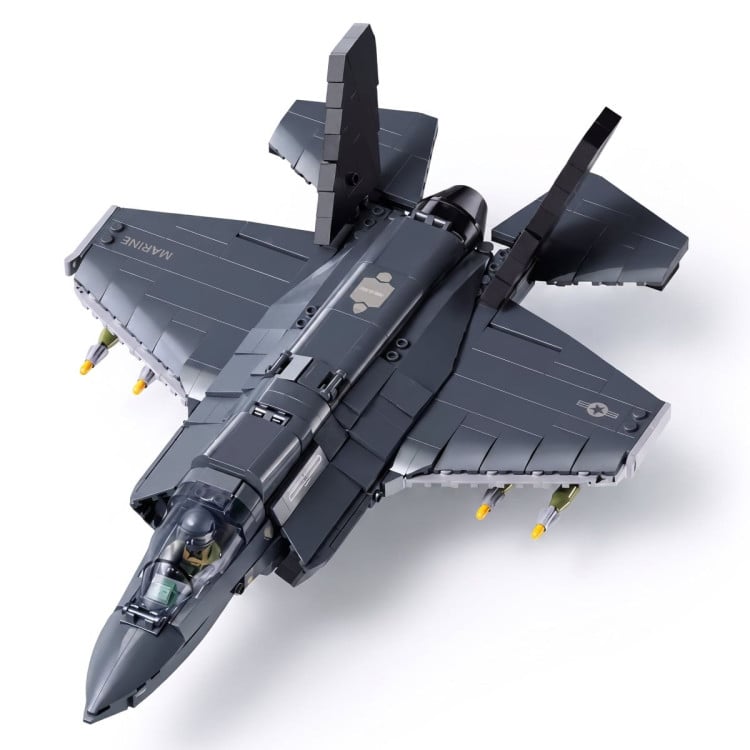 Sluban B1361 Model Kit 1:44 F35 Lightning Stealth Fighter Jet Plane Modern USAF Air Force Building Blocks DIY Set Toy