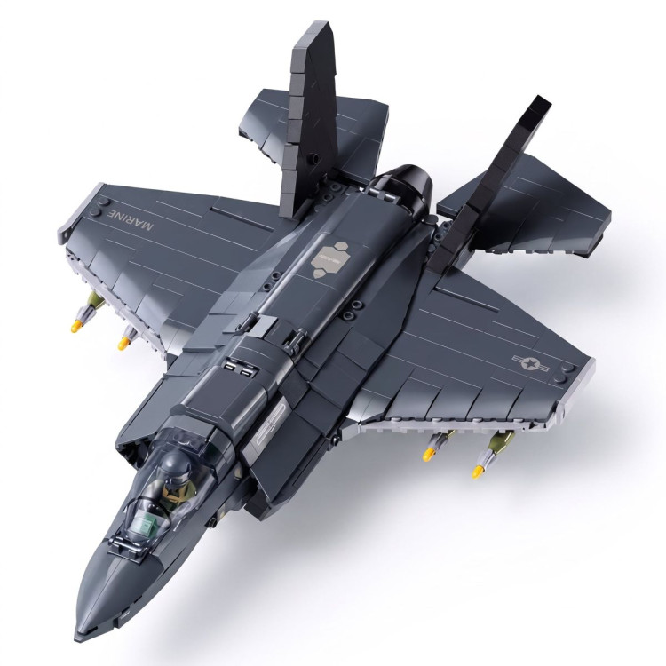 Sluban B1361 Model Kit 1:44 F35 Lightning Stealth Fighter Jet Plane Modern USAF Air Force Building Blocks DIY Set Toy