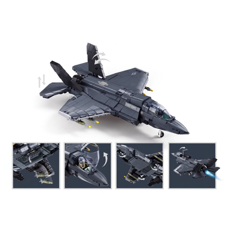 Sluban B1361 Model Kit 1:44 F35 Lightning Stealth Fighter Jet Plane Modern USAF Air Force Building Blocks DIY Set Toy image 4