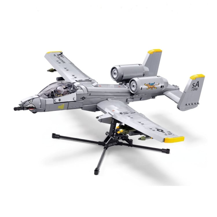 Sluban B1362 Model Kit 1:44 A10 Warthog Thunderbolt Attack Jet Fighter Plane USAF Military Building Blocks DIY Set Toy image 4
