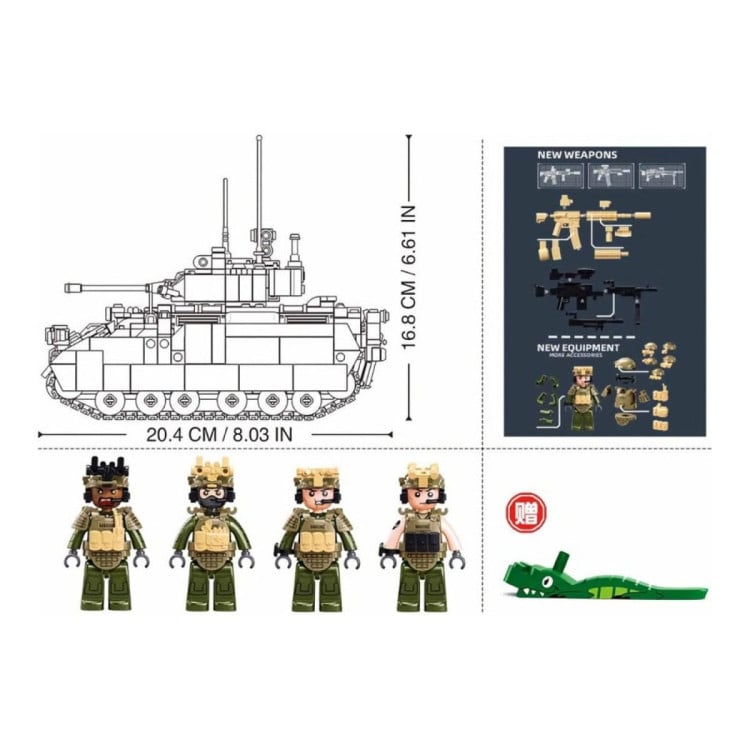 Sluban B1363 Model Kit 1:35 M3A3 Bradley Armored Infantry Vehicle IFV AFV Modern US Army Building Blocks DIY Set Toy image 6