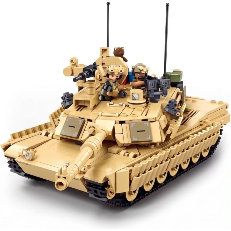 Sluban B1365 Model Kit 1:35 M1A2 Abrams TUSK II Battle Tank MBT Modern US Army Military Building Blocks DIY Set Toy
