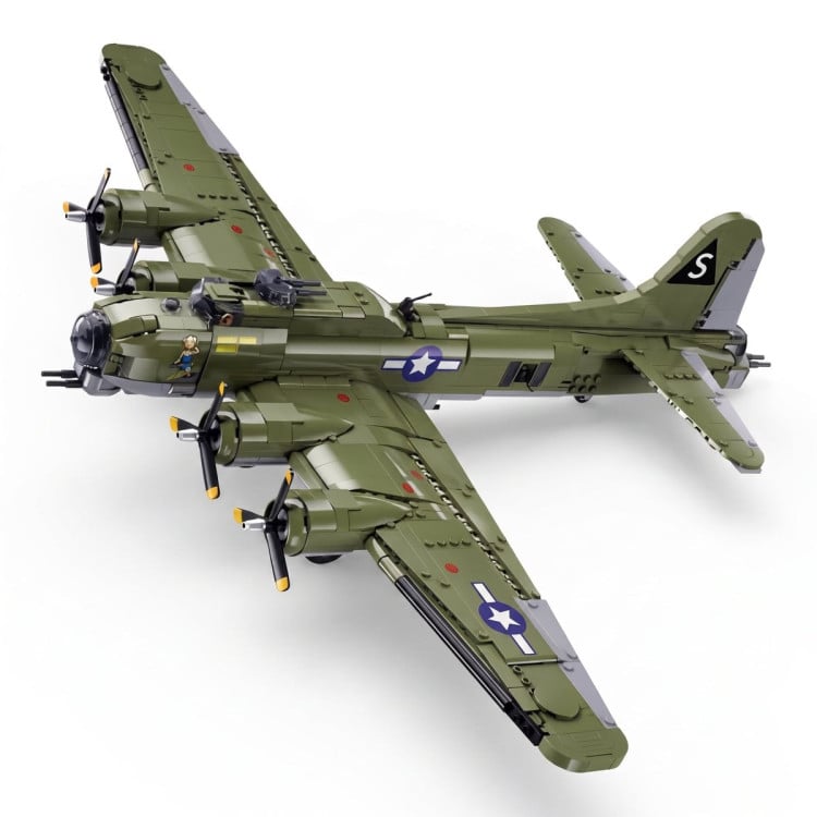Sluban B1367 Model Kit 1:44 B17 Flying Fortress Heavy Bomber WWII USAAF Army Air Force Building Blocks DIY Set Toy