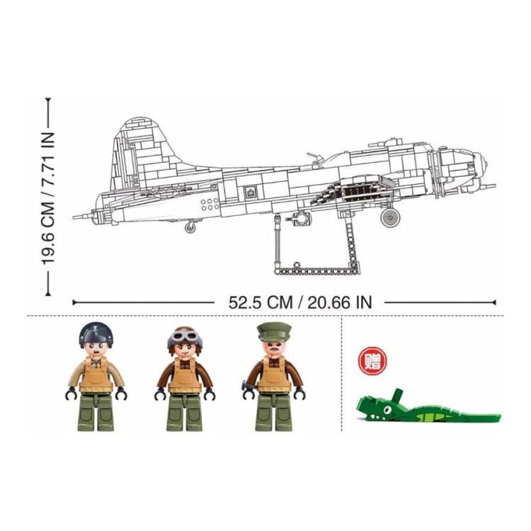 Sluban B1367 Model Kit 1:44 B17 Flying Fortress Heavy Bomber WWII USAAF Army Air Force Building Blocks DIY Set Toy image 6