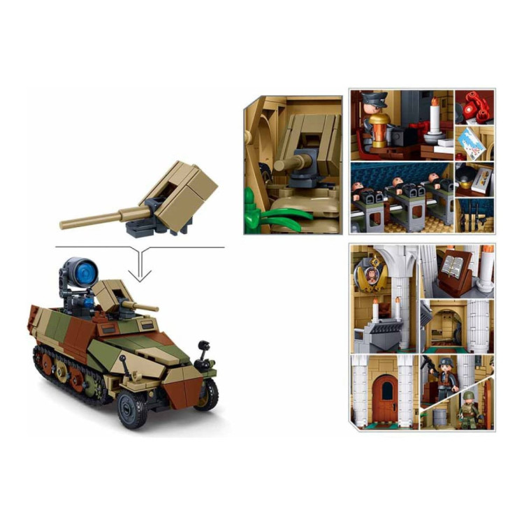 Sluban B1532 Model Kit 44cm Battle Of Sainte Mere Eglise D-Day WWII Paratrooper Army Building Blocks DIY Set Toy image 4
