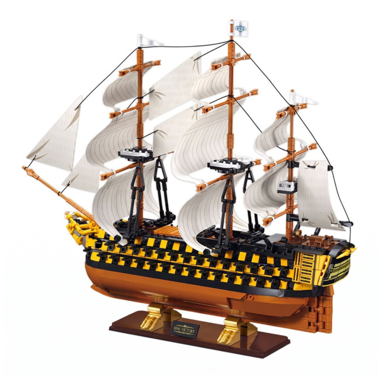 Sluban B1552 Model Kit 1:200 HMS Victory Sailing Battleship Warship Navy Vessel Boat Military DIY Construction Set Toy image 5