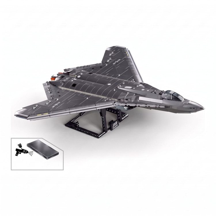 Sluban B1587 Model Kit 1:44 J50 Stealth Fighter Jet Plane - Military Air Force Building Blocks DIY Set Toy image 5