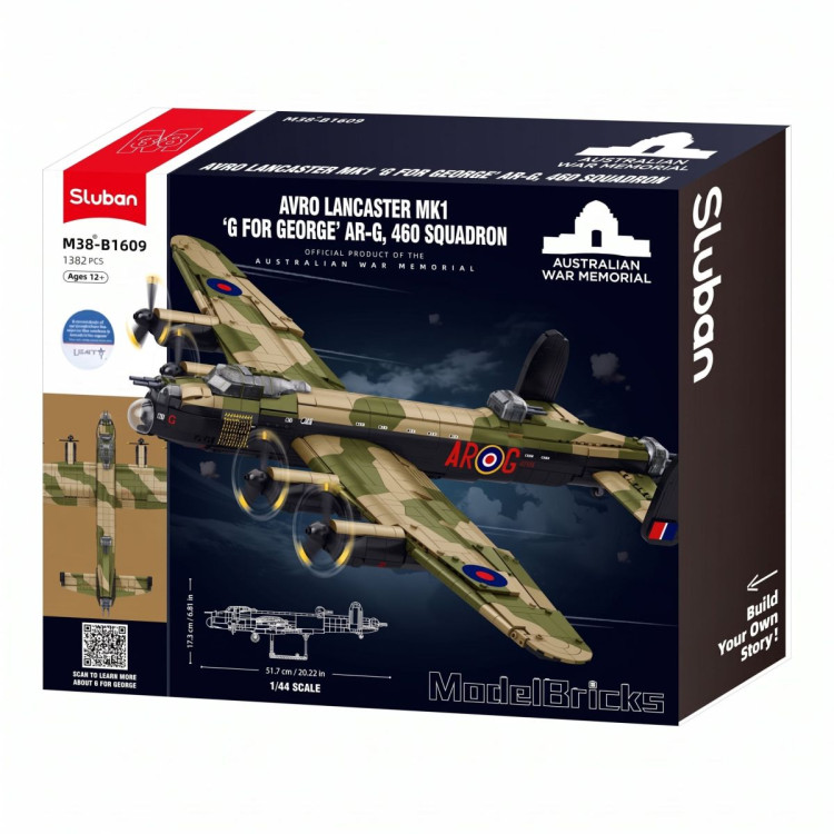 Model Kit 1:44 Lancaster Bomber G For George Plane WWII RAAF Air Force Military Building Blocks DIY Set Toy Sluban B1609 image 3