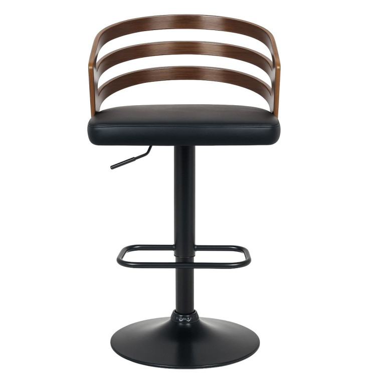 Sarantino Set of 2 Bentwood Walnut Barstool Leather Seat and Metal Base image 3