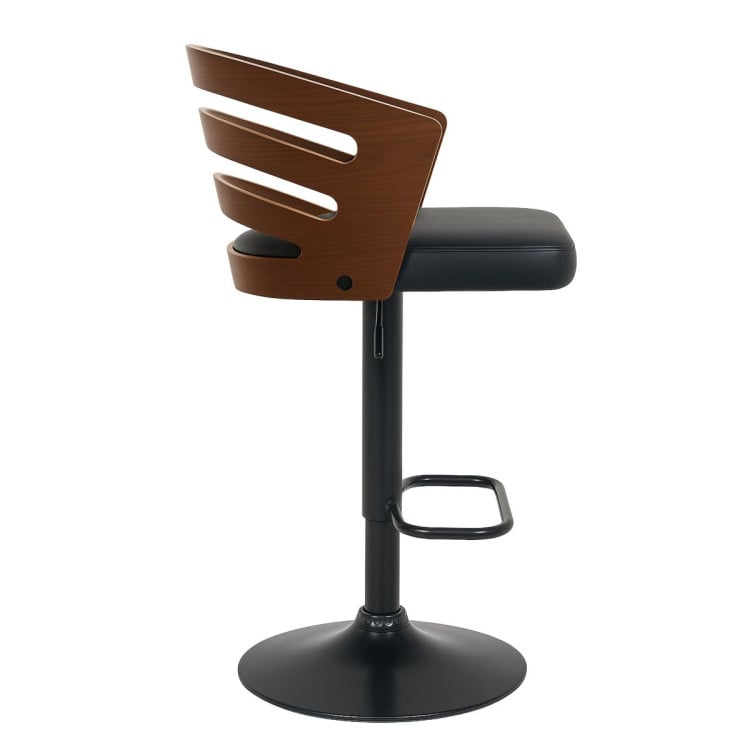 Sarantino Set of 2 Bentwood Walnut Barstool Leather Seat and Metal Base image 5