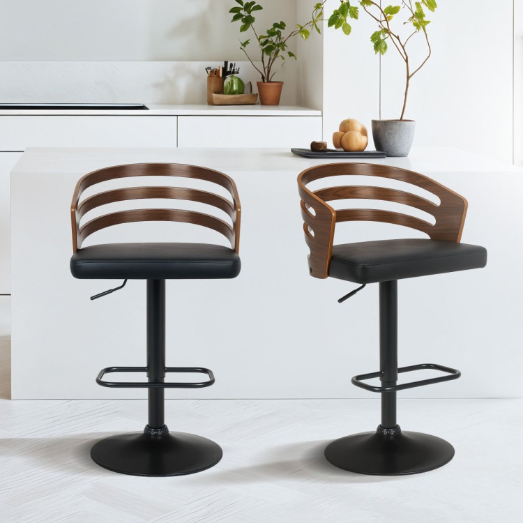 Sarantino Bentwood Walnut Barstool Leather Seat and Metal Base image 10