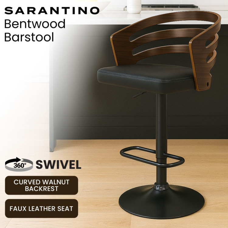 Sarantino Bentwood Walnut Barstool Leather Seat and Metal Base image 11