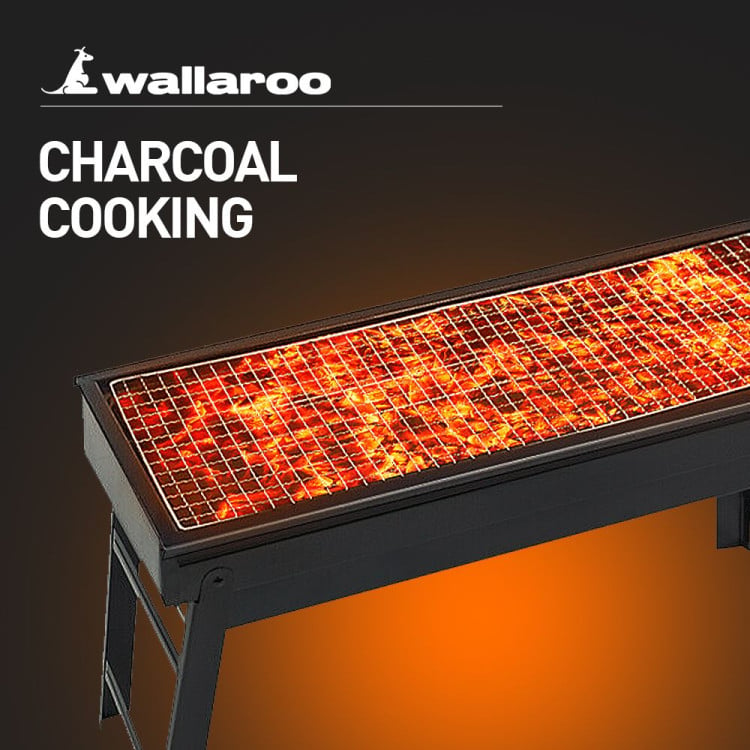 Wallaroo Portable Charcoal BBQ Grill Steel Outdoor Camping Barbecue with Foldable Legs Air Vents Picnic Fishing image 4
