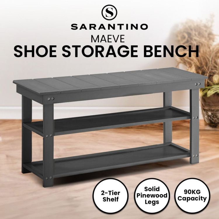 Sarantino Maeve Shoe Storage Bench - Grey image 9