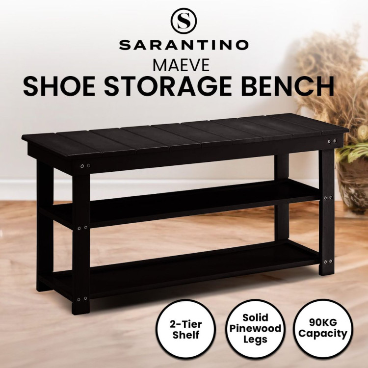 Sarantino Maeve Shoe Storage Bench - Black image 9