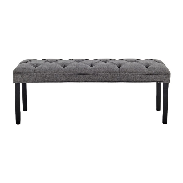 Cate Button-Tufted Upholstered Bench with Tapered Legs by Sarantino - Dark Grey