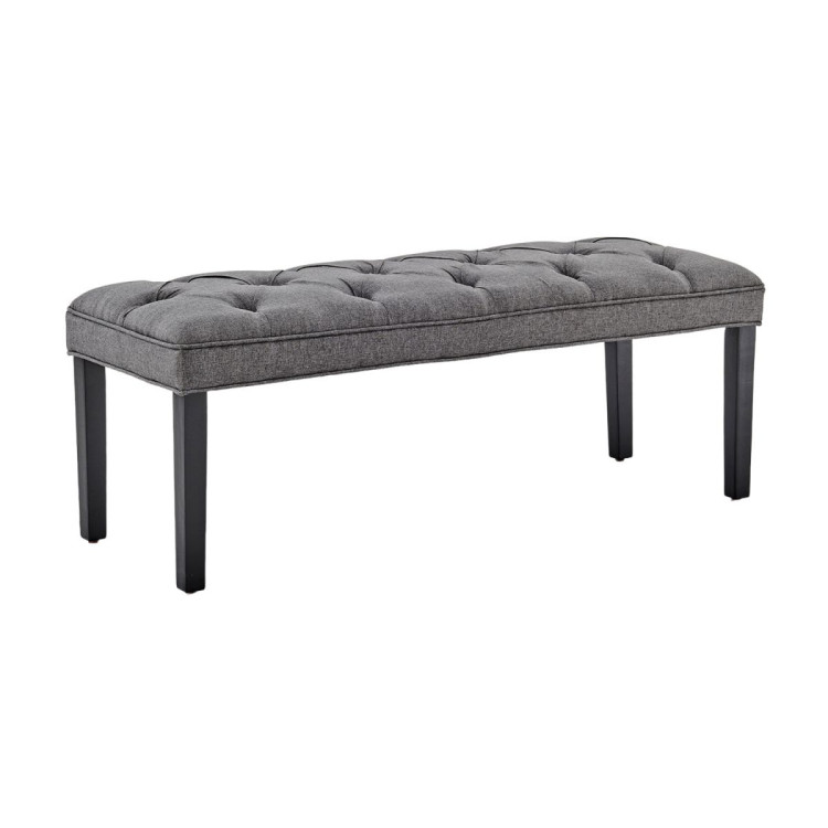 Cate Button-Tufted Upholstered Bench with Tapered Legs by Sarantino - Dark Grey image 3