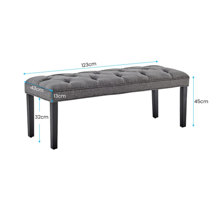 Cate Button-Tufted Upholstered Bench with Tapered Legs by Sarantino - Dark Grey image 4