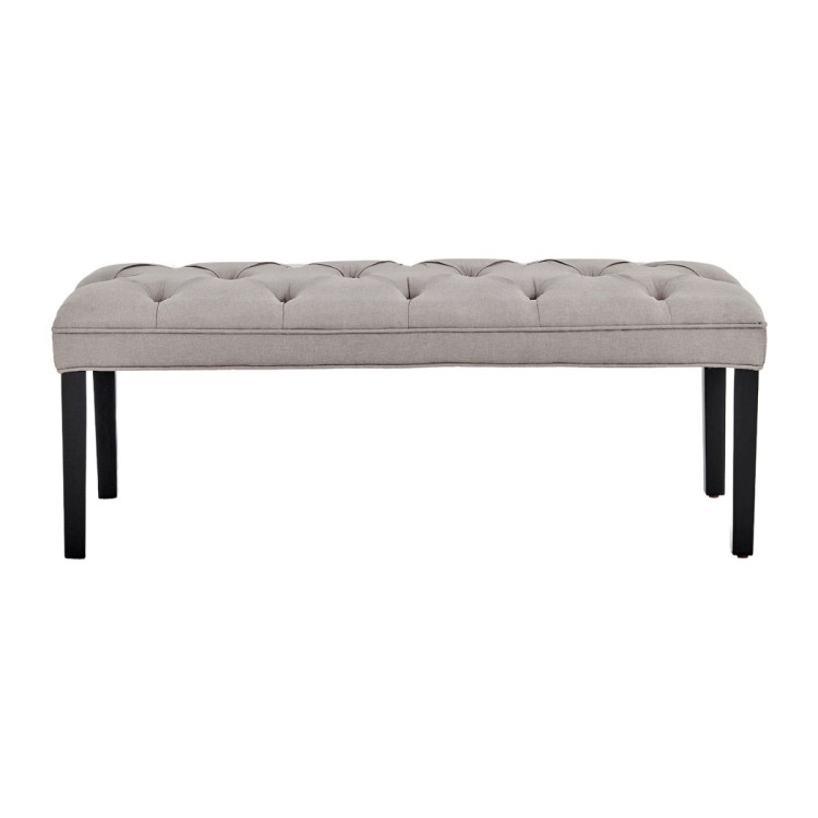Cate Button-Tufted Upholstered Bench with Tapered Legs by Sarantino - Light Grey