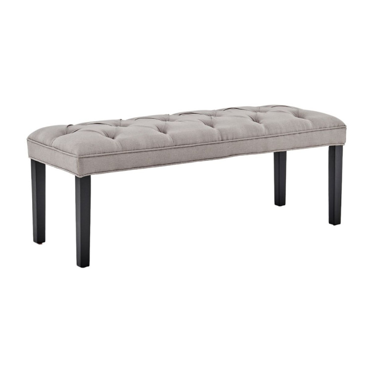 Cate Button-Tufted Upholstered Bench with Tapered Legs by Sarantino - Light Grey image 3