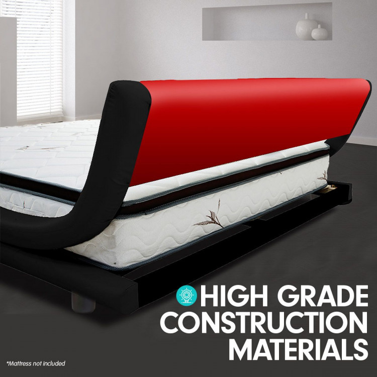 King Size Faux Leather Curved Bed Frame - Red image 4