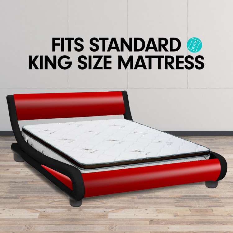 King Size Faux Leather Curved Bed Frame - Red image 8