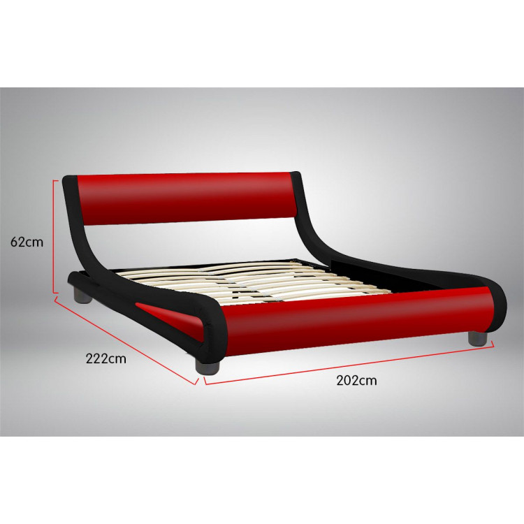 King Size Faux Leather Curved Bed Frame - Red image 9