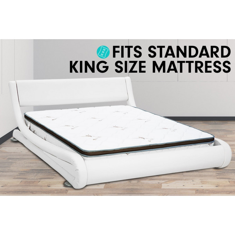 King Size Faux Leather Curved Bed Frame - White image 8
