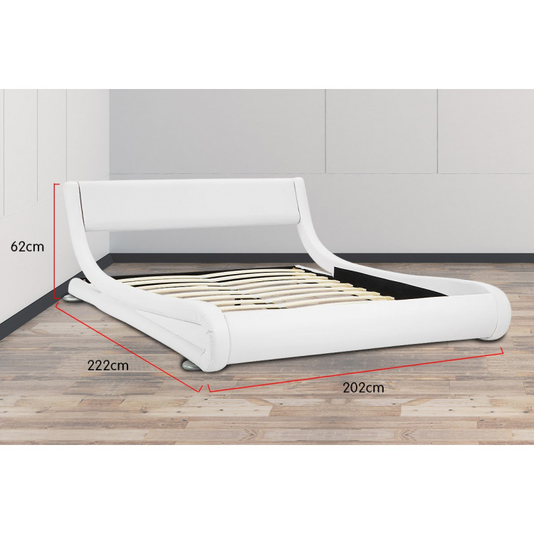 King Size Faux Leather Curved Bed Frame - White image 9