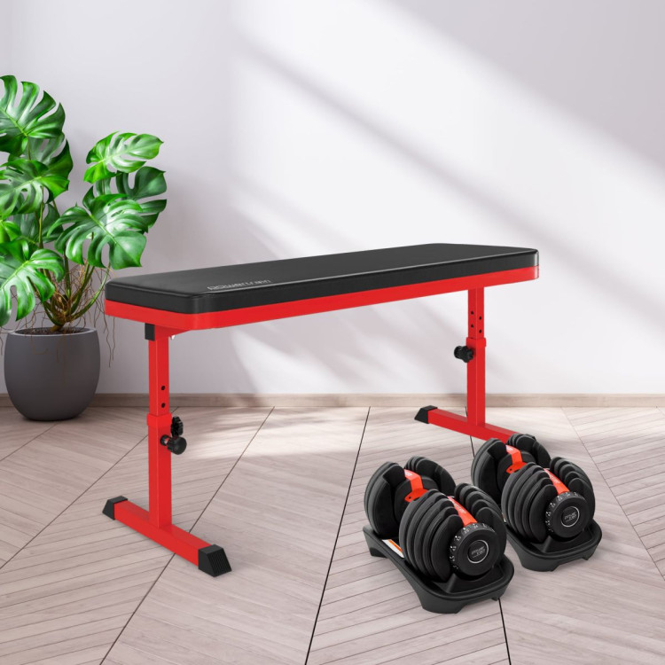 Powertrain 48KG Adjustable Dumbbell Set - Red with Height-Variable Bench image 16